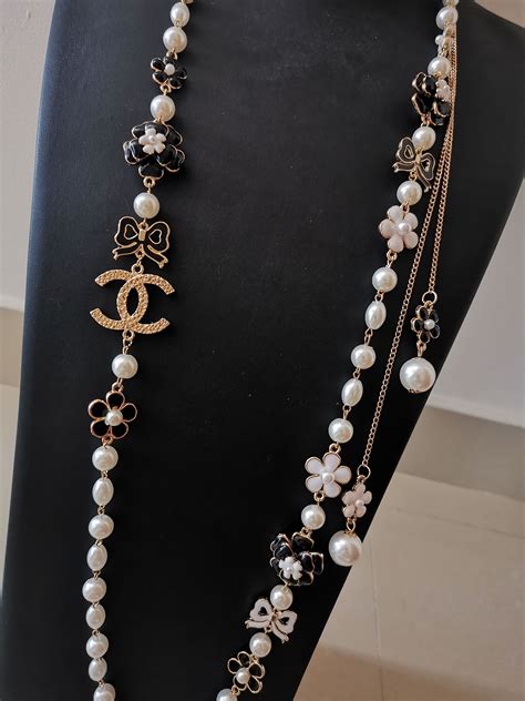 chanel pearls replica|chanel inspired long pearl necklace.